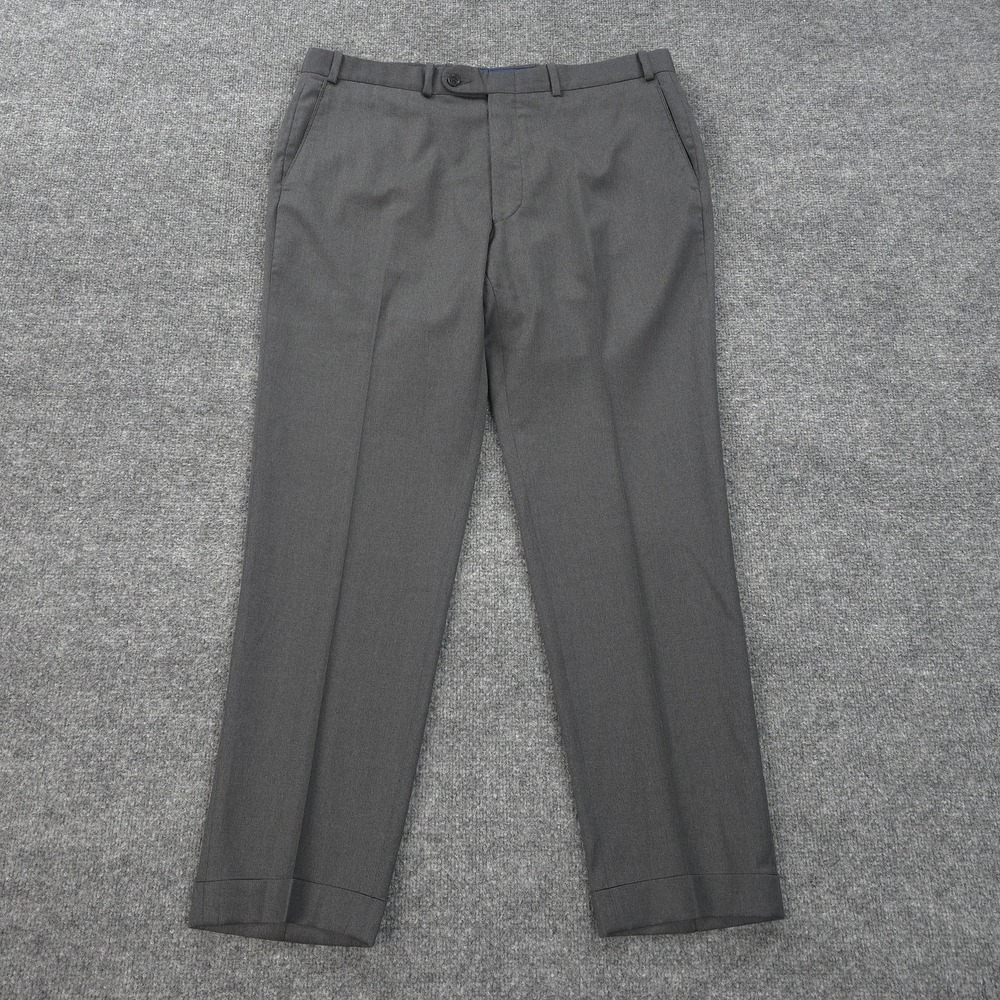 Peter Millar Pants Mens 38R Grey Harker Wool Stretch Flat‎ Front Dress Slacks
